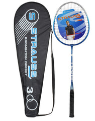 Strauss V-Tech 1012 Badminton Racquet with Full Cover (Black/Blue)