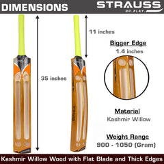 Strauss Knockout Scoop Tennis Cricket Bat,Full Duco,Golden, (Wooden Handle)