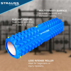 Strauss Grid Foam Roller | Eco-Friendly Spikes Foam Roller | Premium Eva Foam | Light Weight & Travel-Friendly Foam Roller for Relieve Muscle Tightness, Soreness & Inflammation,45 CM (Blue)