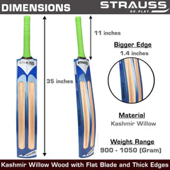 Strauss Blaster Scoop Tennis Cricket Bat,Full Duco,Blue, (Wooden Handle)