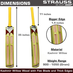 Strauss Supreme Scoop Tennis Cricket Bat,Full Duco,Green, (Wooden Handle)