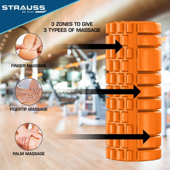 Strauss Deep Tissue Massage Foam Roller, 33 cm, (Orange)