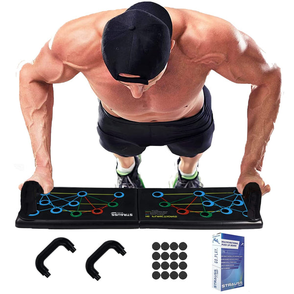 Strauss Multifunctional Portable Push Up Board 16-in-1 Body Building  Exercising Tool| Foldable Exercise Board |Home Gym Equipment for Men  Women
