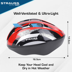 Strauss ArmorX Cycling Helmet | Light Weight with Superior Ventilation | Mountain, Road Bike & Skating Helmet with Premium EPS Foam Lining | Ideal for Adults and Kids, (Red)