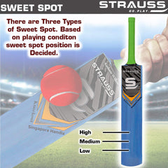 Strauss Knockout Scoop Tennis Cricket Bat,Full Duco,Blue, (Singapur Handle)