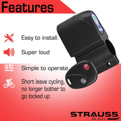 Strauss Bicycle Wireless Security Alarm Lock and Gel Seat Cover (Black)