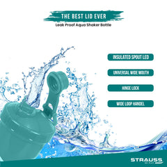 Strauss Aqua Shaker Bottle - Stylish aqua green shaker