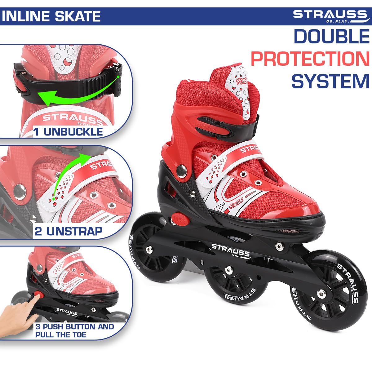 Strauss Inline Skates - Youthful red design