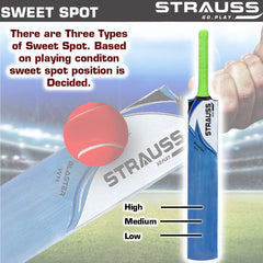 Strauss Blaster Scoop Tennis Cricket Bat,Full Duco,Blue, (Wooden Handle)