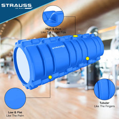 Strauss Deep Tissue Massage Foam Roller, 33 cm, (Blue)