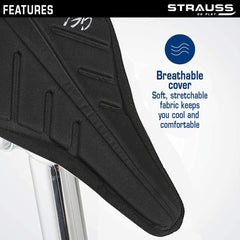 Strauss Premium Extra Soft Gel Seat Cover with Anti-Slip Granules & Soft, Thick Padding, (Black)