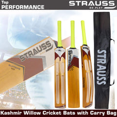 Strauss Supreme Scoop Tennis Cricket Bat,Full Duco,Golden, (Wooden Handle)