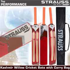 Strauss Supreme Scoop Tennis Cricket Bat,Full Duco,Red, (Wooden Handle)