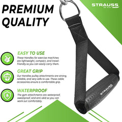 Strauss Heavy Duty PVC Resistance Band D Shaped Handles | Ideal for Stretching, Workout, Home Gym and Toning with Heavy Quality Grip | Durable Handles for Men & Women | Set of 2, (Black)