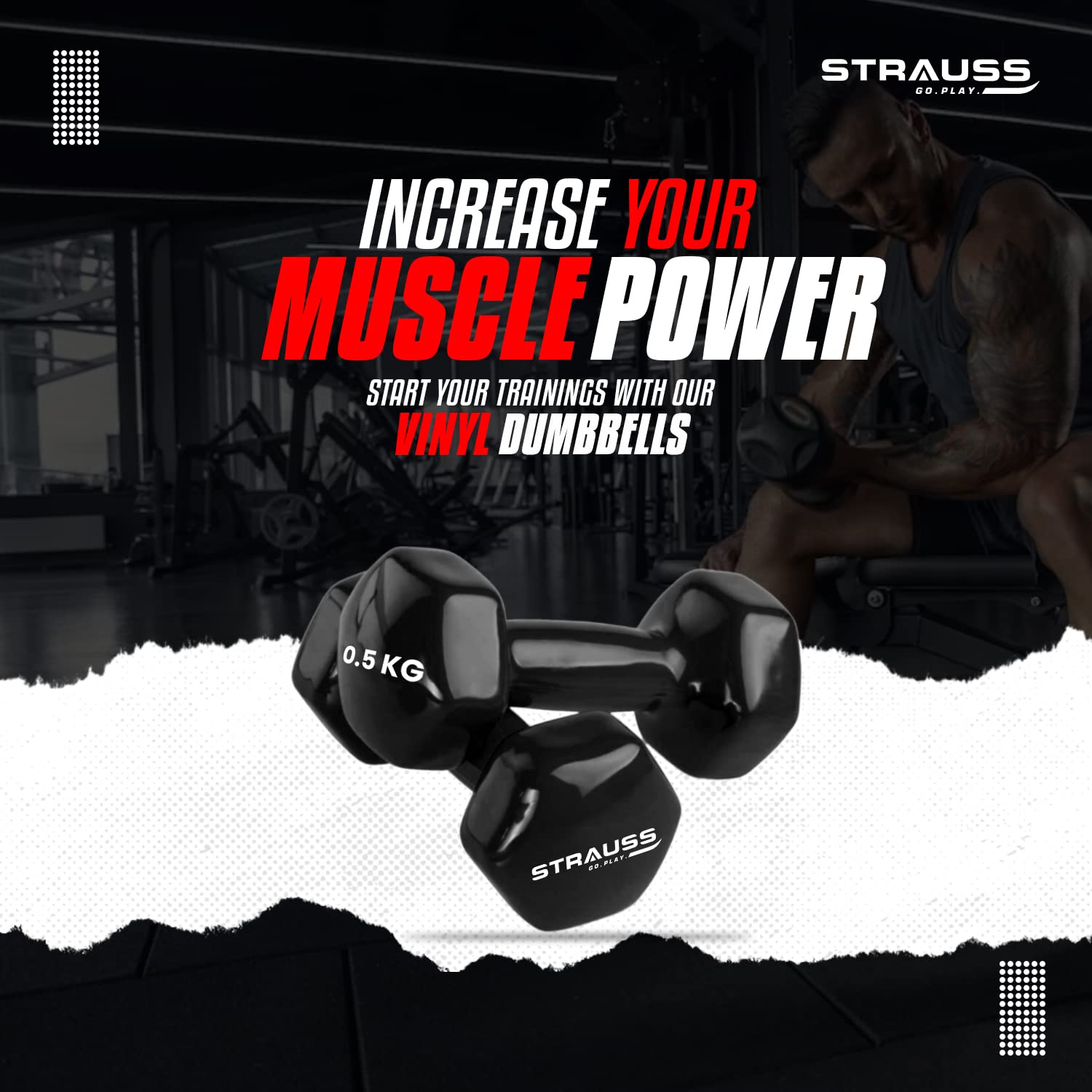 Strauss vinyl dumbbells - effective for gym use