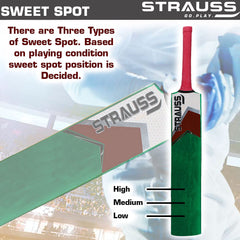 Strauss Supreme Scoop Tennis Cricket Bat, Half Duco, Green, (Wooden Handle)