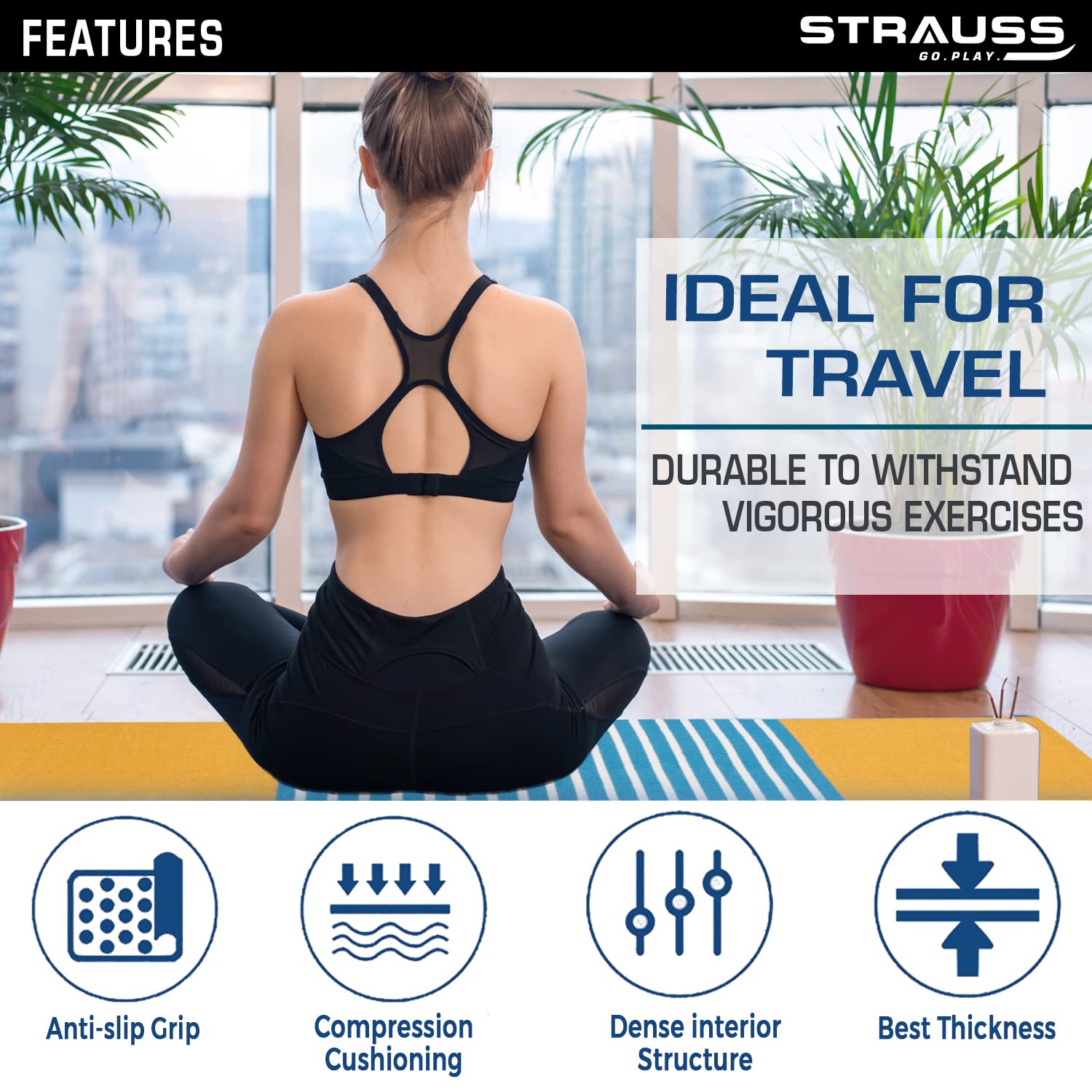 Strauss Cotton Yoga Mat - indoor yoga practice