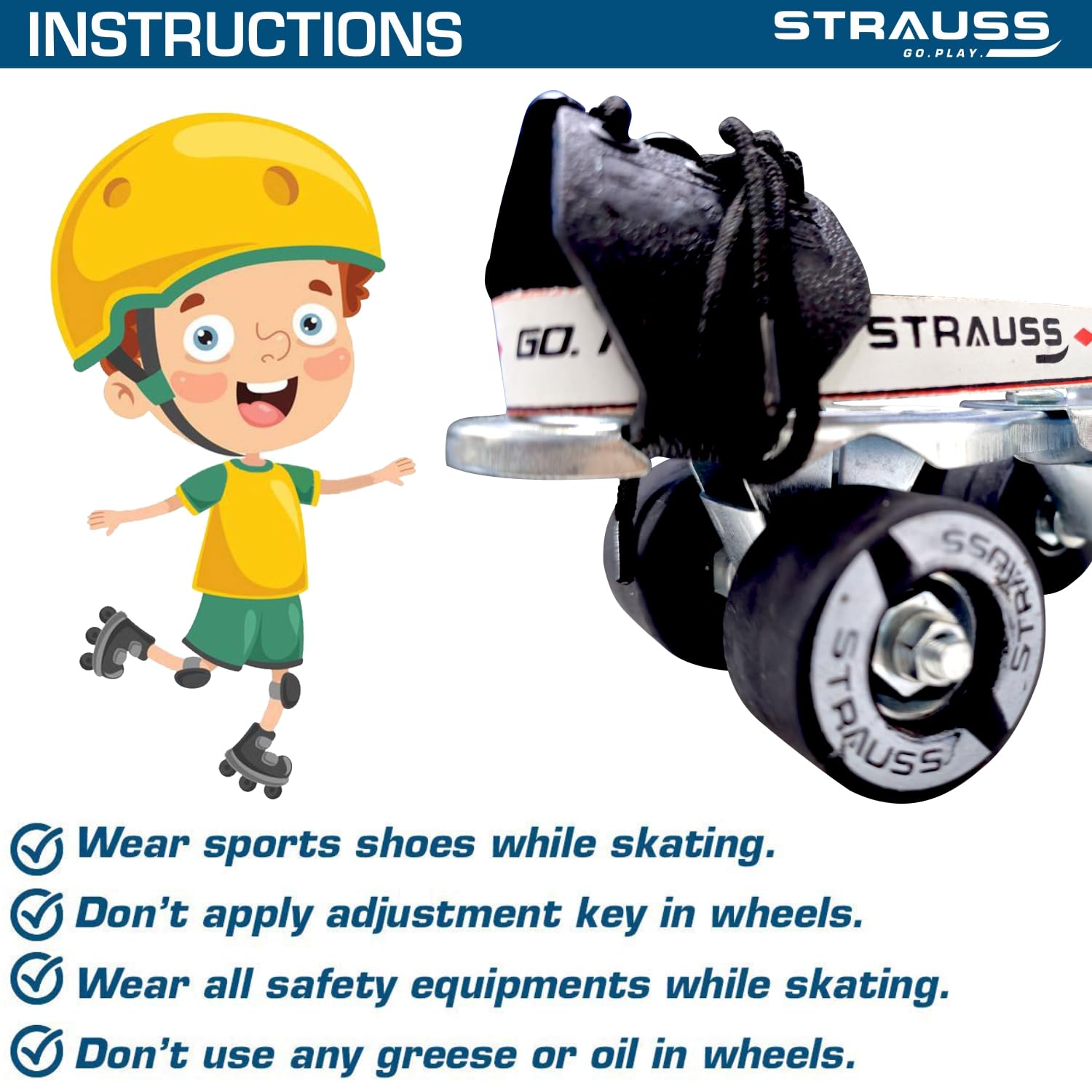 Strauss Tenacity Roller Skates - Adjustable for growing feet