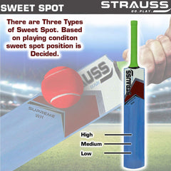 Strauss Supreme Scoop Tennis Cricket Bat,Full Duco,Blue, (Wooden Handle)