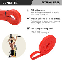 Strauss Resistance Band | Pull Up Bands Ideal for Home Exercise,Chin Ups, Squats & Core Workout | for Gym Men & Women | Resistance Bands, Loop Bands & Toning Bands | Resistance Level: 7-16Kg,(Red)