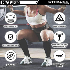 Strauss Weight-Lifting Gym Belt, Medium, (Black)