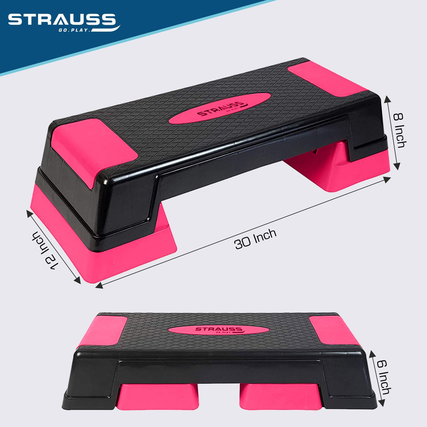 High Rise Stepper Strauss High Rise Aerobic Stepper | Two Height Level Adjustments - 6 i ...