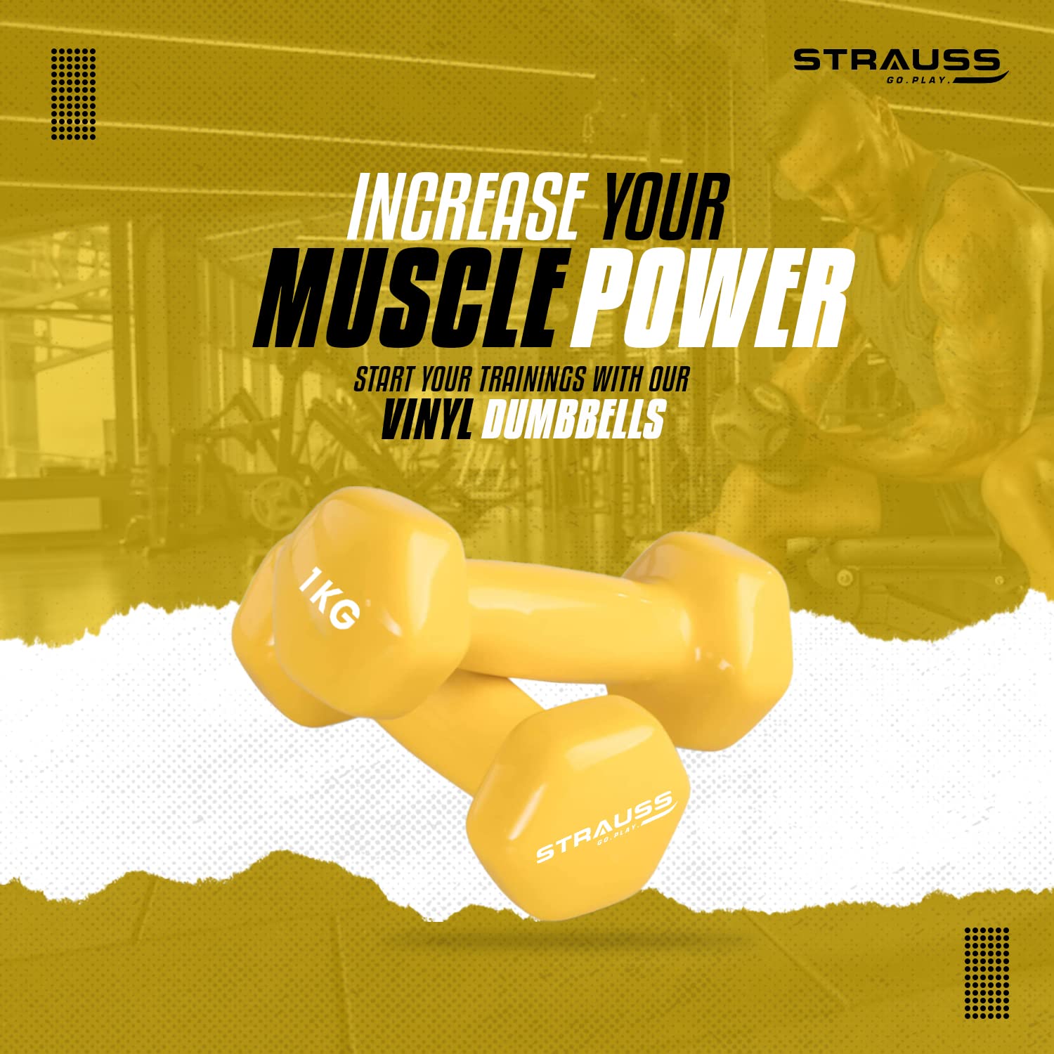 Strauss Vinyl Dumbbell - Gym Exercises