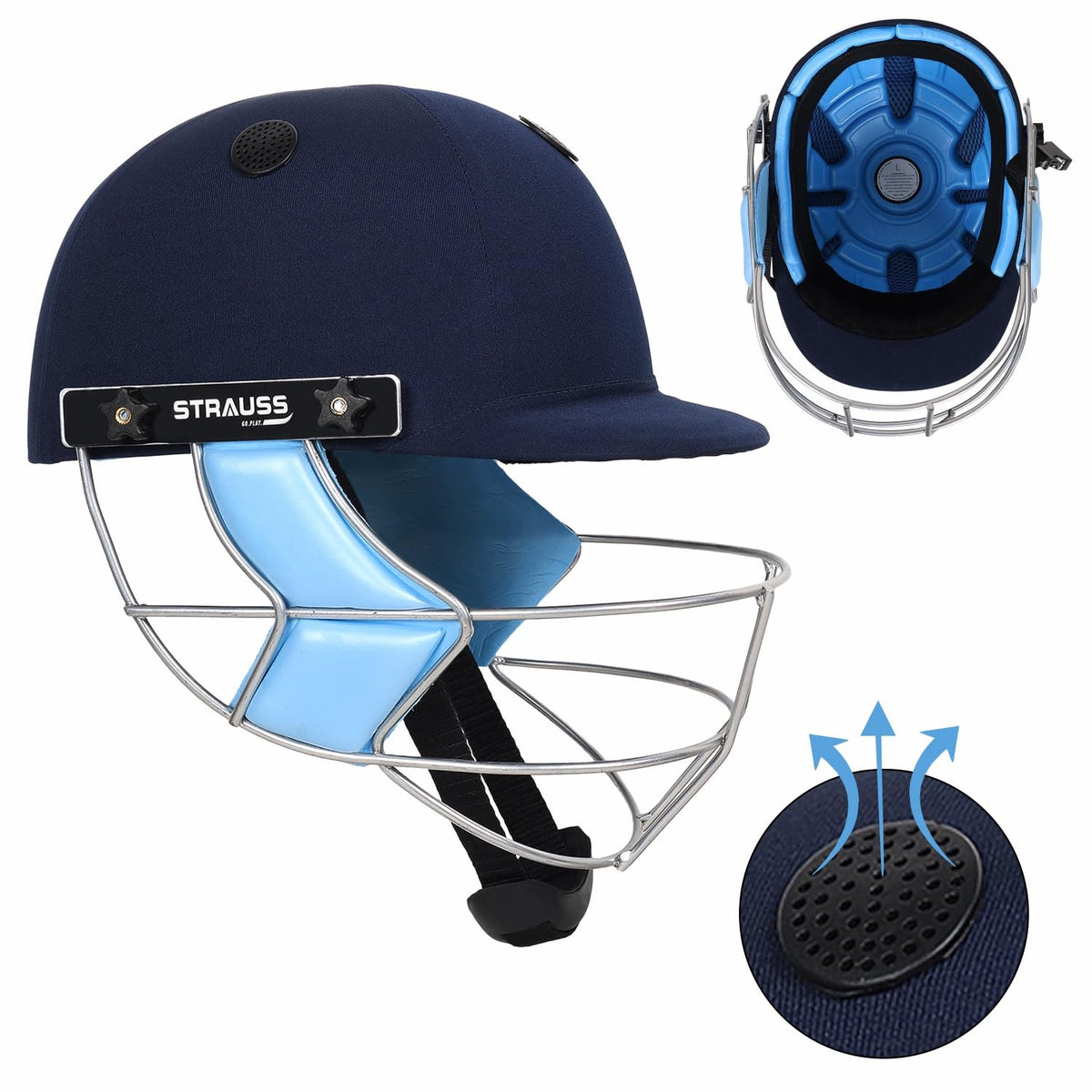 Strauss Sports cricket helmet - adjustable size for comfort