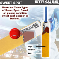 Strauss Blaster Scoop Tennis Cricket Bat, Half Duco, Yellow, (Wooden Handle)