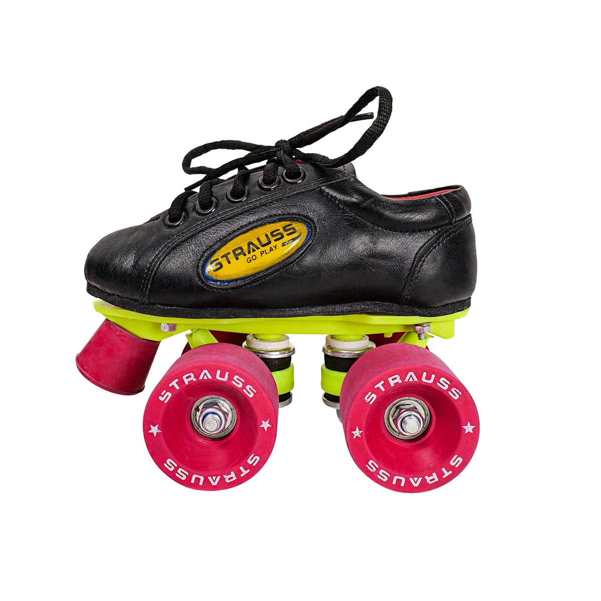 STRAUSS Gripper Skating Shoes: Fixed Body Roller Skates with Adjustable Fit Rubber Wheel Size-10 Red/Black