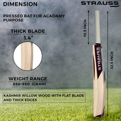 Strauss Cricket Bat | Edition: Stroke | Kashmir Willow | Size: 6 | Tennis & Synthetic Ball Cricket Bat | Tennis Cricket Bat