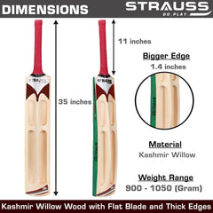 Strauss Supreme Scoop Tennis Cricket Bat, Half Duco, Green, (Wooden Handle)