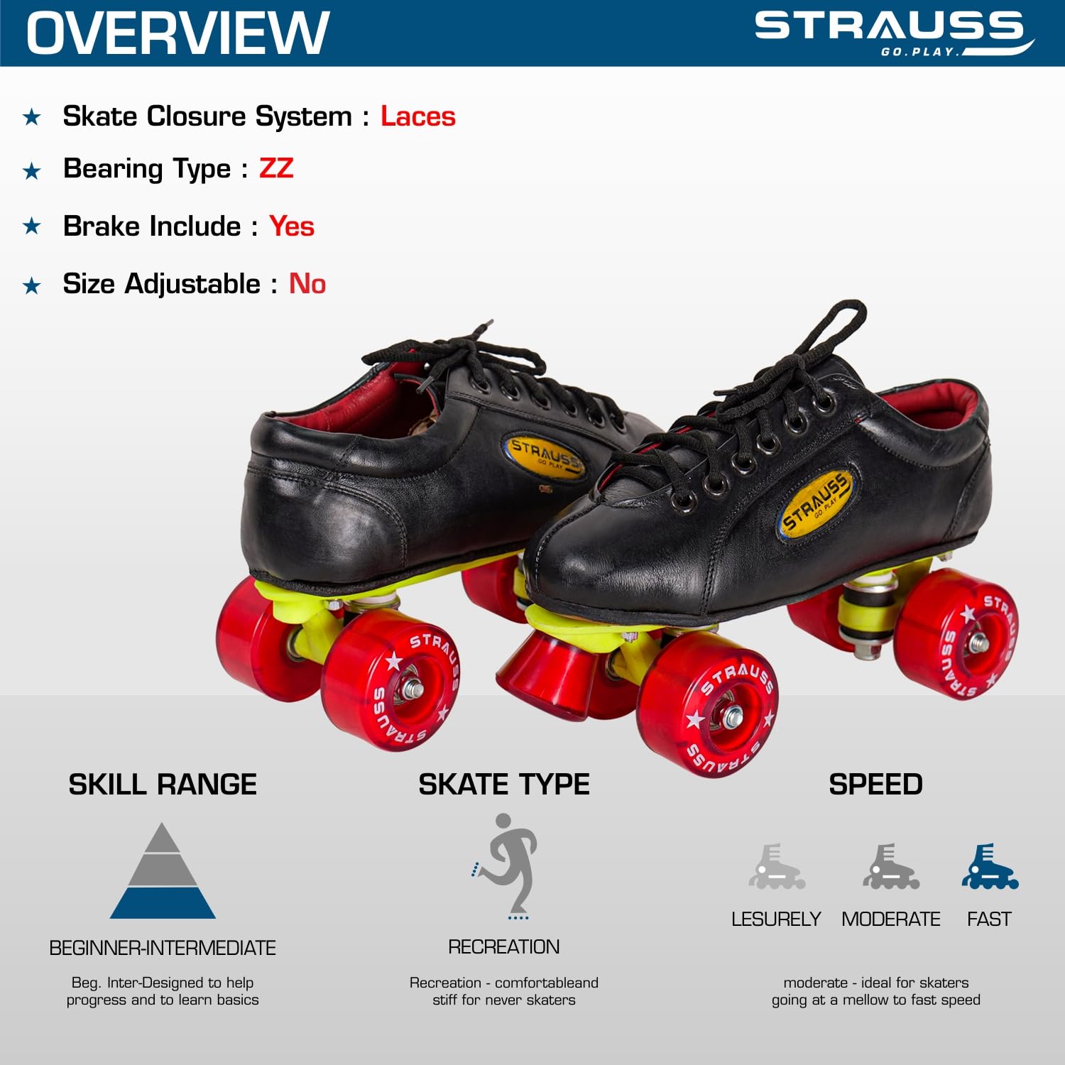 Strauss Fixed Body Roller Skates - Perfect for skating parks