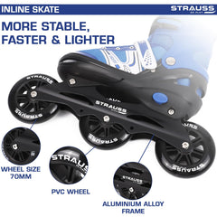 STRAUSS inline skates - stylish blue design in action