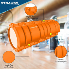 Strauss Deep Tissue Massage Foam Roller, 33 cm, (Orange)