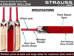 Strauss Supreme Scoop Tennis Cricket Bat, Half Duco, Red, (Wooden Handle)