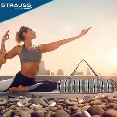 STRAUSS Jacquard Yoga Mat Bag | for Both Men and Women |Breathable, Durable and Long- Lasting| Suitable for Yoga Mat, Travel and Gym | Eco- Friendly and Washable |(Black Pattern)