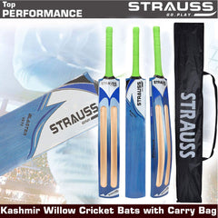 Strauss Blaster Scoop Tennis Cricket Bat,Full Duco,Blue, (Wooden Handle)