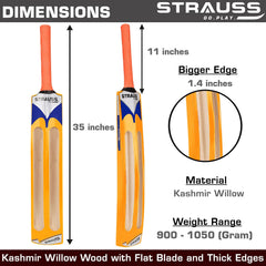 Strauss Blaster Scoop Tennis Cricket Bat, Full Duco, Yellow, (Wooden Handle)