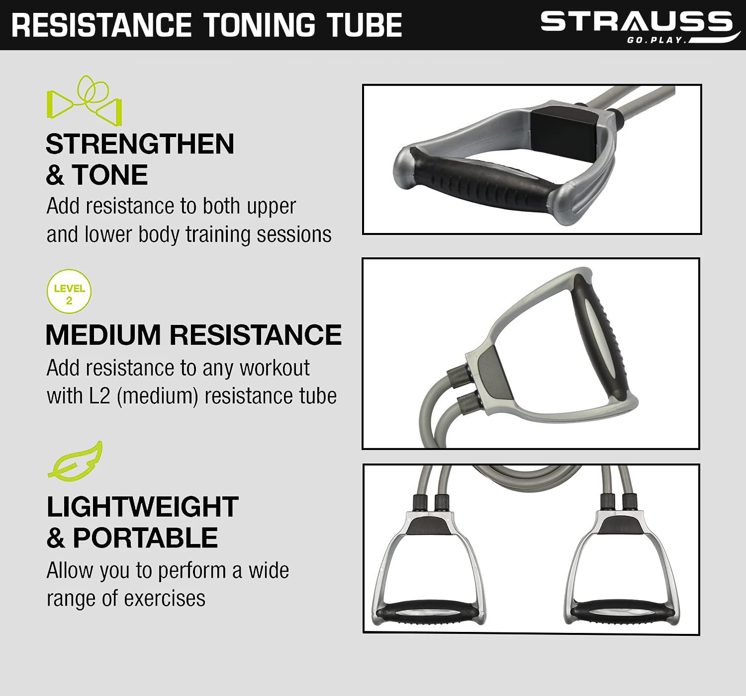 Strauss Double Toning Tube for Men and Women, Resistance Exercise