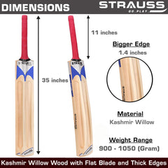 Strauss Blaster Scoop Tennis Cricket Bat,Plain, (Wooden Handle)