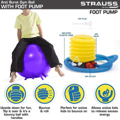 STRAUSS Anti-Burst Rubber Gym Ball Stabiity Legs with Free Foot Pump | Round Shape Swiss Ball for Exercise, Workout, Yoga, Pregnancy, Birthing, Balance & Stability, 55 cm, (Purple)