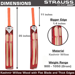 Strauss Supreme Scoop Tennis Cricket Bat,Full Duco,Red, (Wooden Handle)