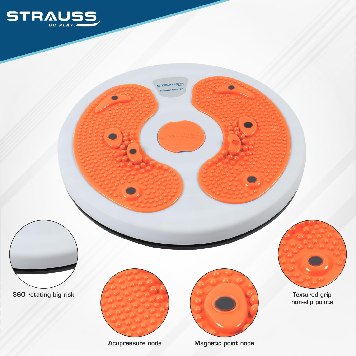 Strauss Tummy Twister Tummy Trimmer, Abs Roller Body Toner for Men Women Fat Burner Slimming Machine with Non-Slip Surface Ideal Exercise