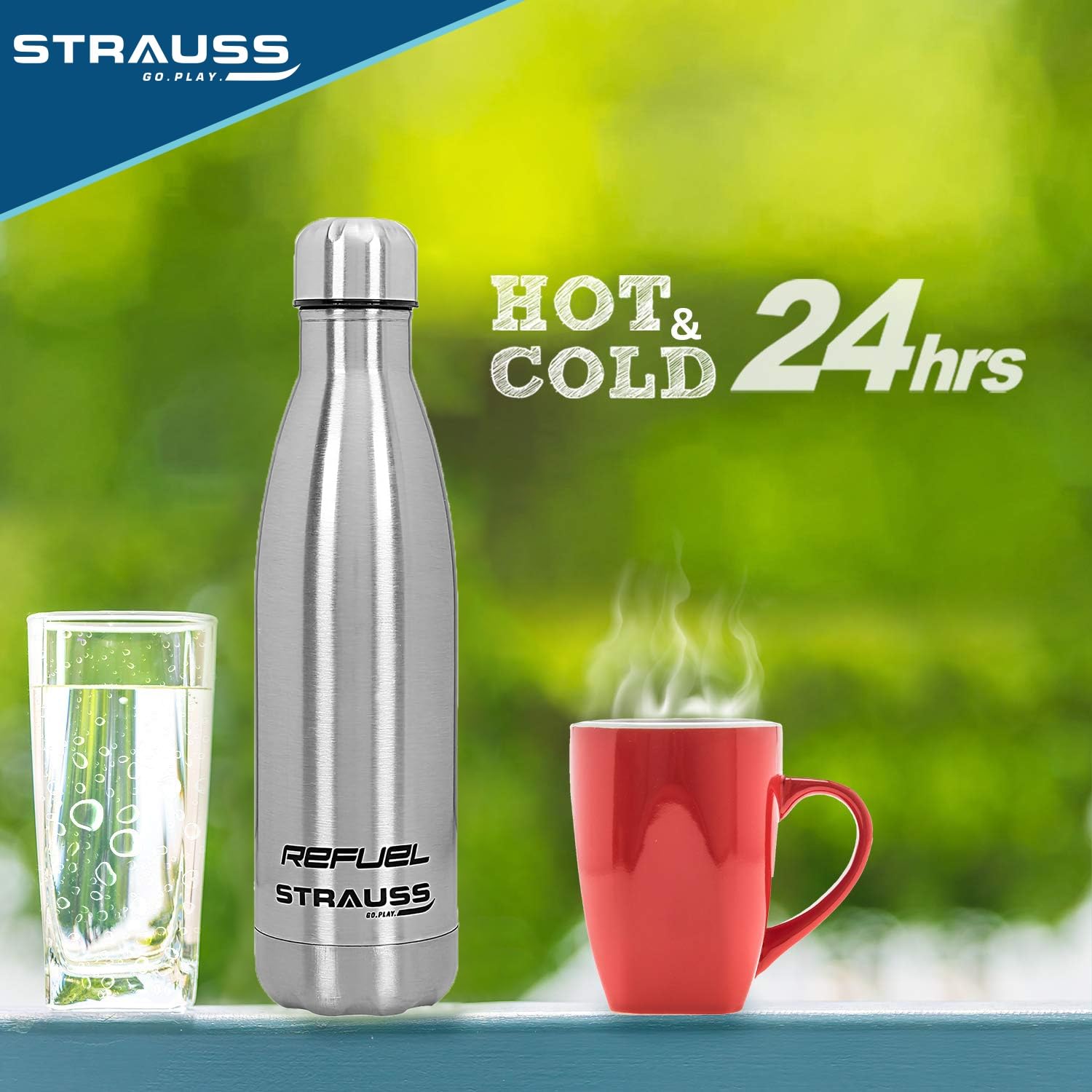 Strauss Sports sleek water bottle - hiking accessory