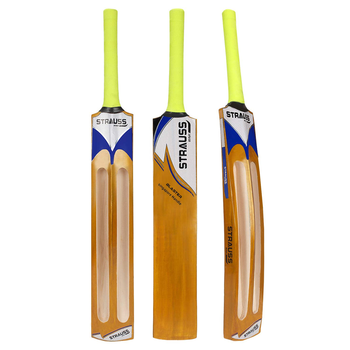 Strauss Blaster Scoop Tennis Cricket Bat,Full Duco,Golden, (Singapur Handle)