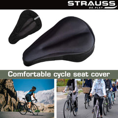 Strauss Gel Seat Cover (Black) and Bicycle LED Headlight with Horn