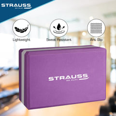 Strauss Yoga Block, (Purple/Grey) and Yoga Block, (Purple/Grey)