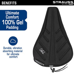 Strauss Premium Extra Soft Gel Seat Cover with Anti-Slip Granules & Soft, Thick Padding, (Black)