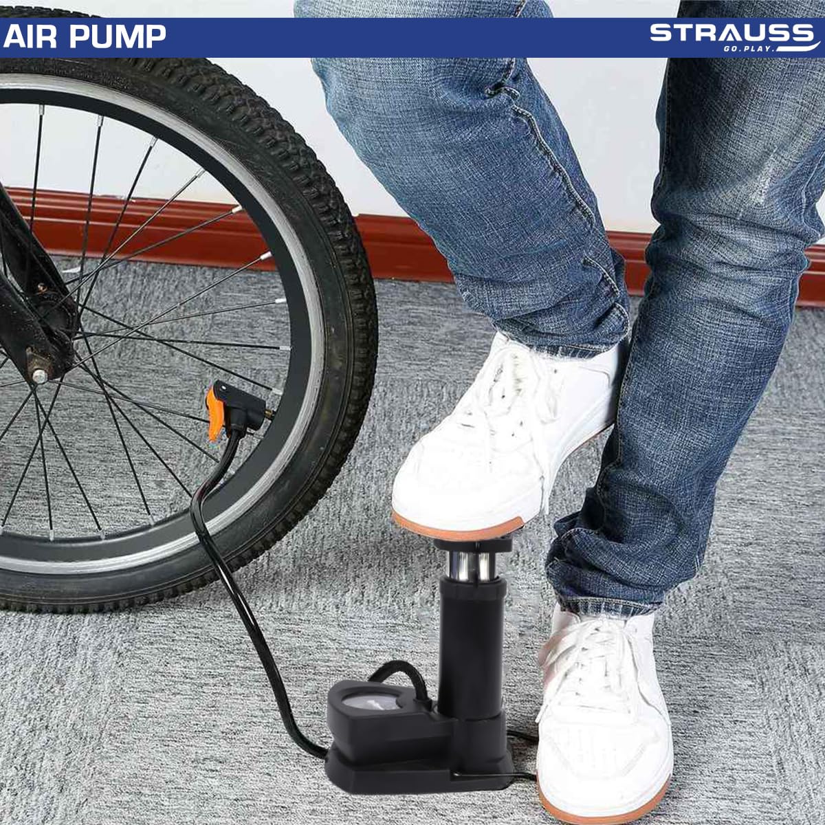 Strauss Portable Air Pump - Bicycle inflation use